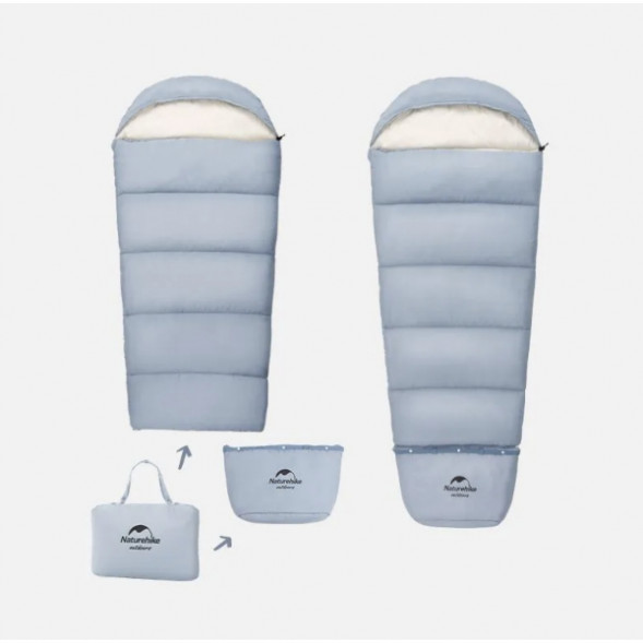 Спальный мешок Naturehike C180 (190x75см), голубой в Челябинске
