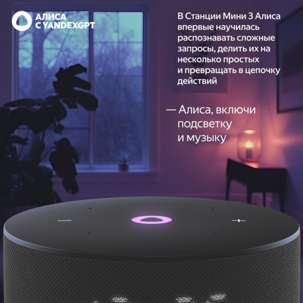 Умная колонка Яндекс Станция Мини 3 c Алисой на YandexGPT, чёрная в Челябинске