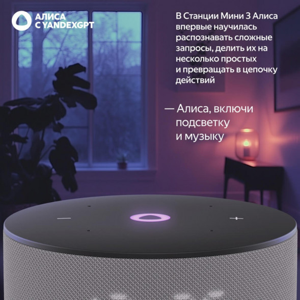 Умная колонка Яндекс Станция Мини 3 c Алисой на YandexGPT, серая в Челябинске