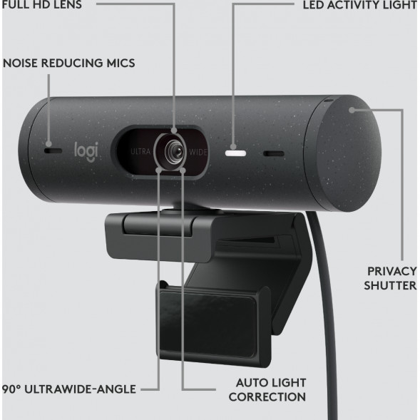 Веб-камера Logitech Brio 500, чёрный в Челябинске