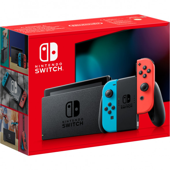 Игровая приставка Nintendo Switch OLED 64 ГБ, неоновый синий/неоновый красный в Челябинске