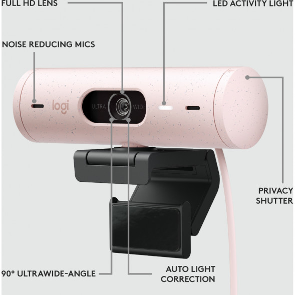 Веб-камера Logitech Brio 500, розовый в Челябинске