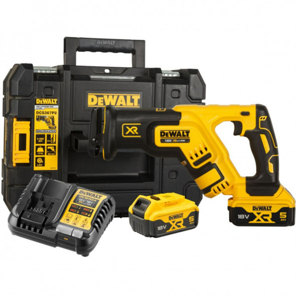 Аккумуляторная сабельная пила DEWALT DCS367P2 с 2 АКБ 5 Ач и ЗУ, в кейсе TSTAK в Челябинске