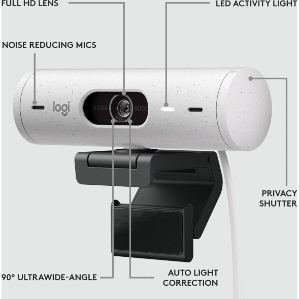 Веб-камера Logitech Brio 500, белый в Челябинске
