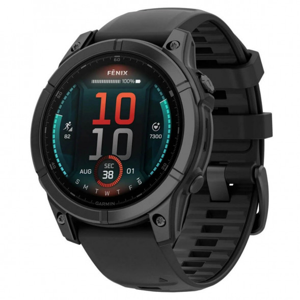 Умные часы Garmin Fenix E 47мм Amoled Slate Grey Steel с чёрным силиконовым ремешком 010-03025-01 в Челябинске