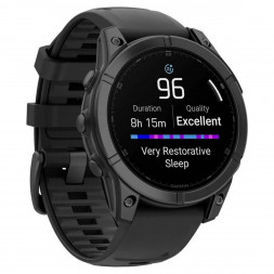 Умные часы Garmin Fenix E 47мм Amoled Slate Grey Steel с чёрным силиконовым ремешком 010-03025-01
