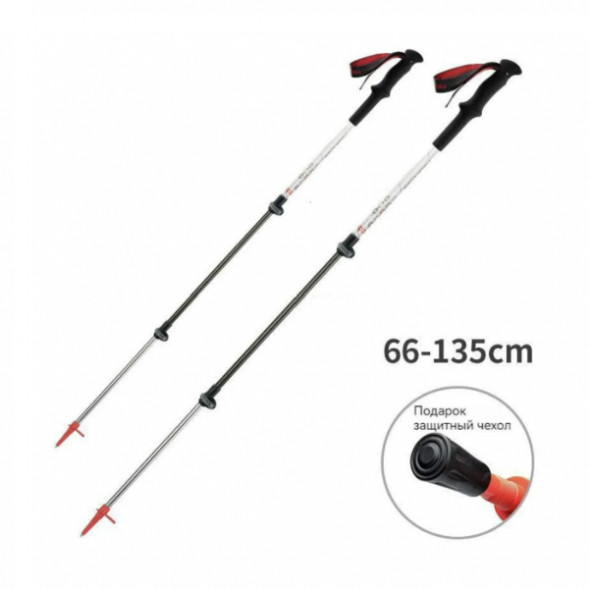Треккинговая палка Naturehike 135 см, 1 шт., белый/красный в Челябинске