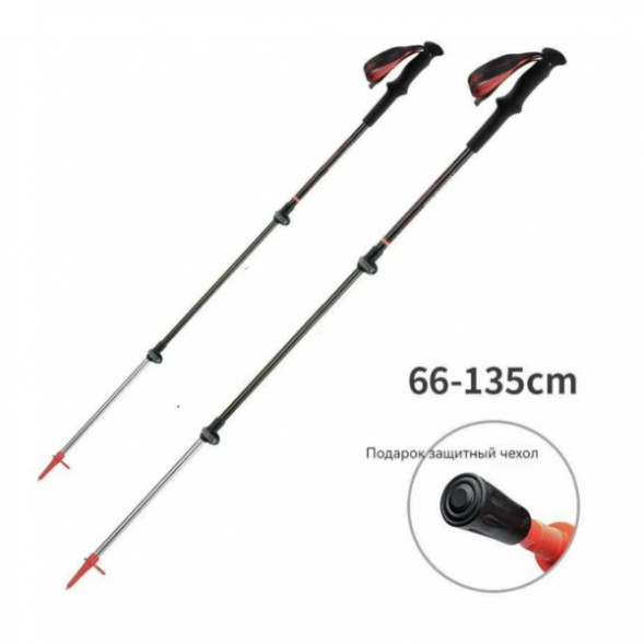 Треккинговая палка Naturehike 135 см, 1 шт., черный/красный в Челябинске