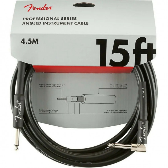 Инструментальный кабель Fender Professional Series 15 ft, 4.5 м, jack 6.3, черный в Челябинске