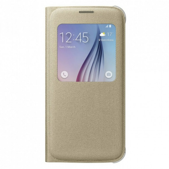 Чехол для Samsung Galaxy S6 S-View Cover (EF-CG920BFE), Gold в Челябинске