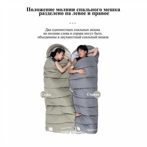 Спальный мешок Naturehike M300 (Левый), серый в Челябинске