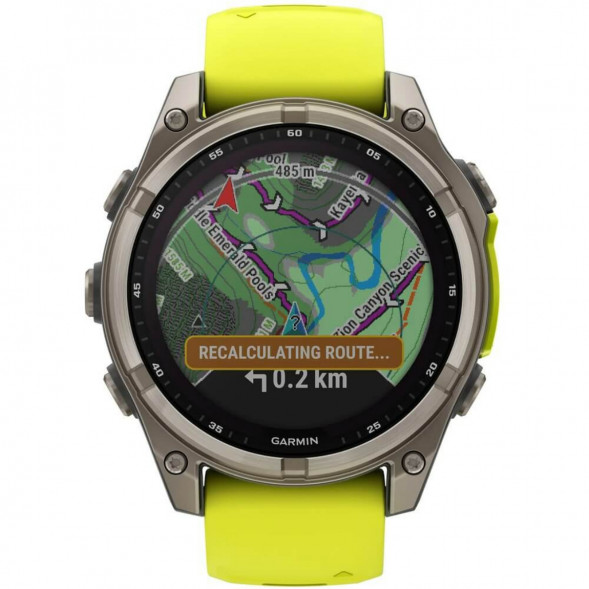 Умные часы Garmin Fenix 8, 51 мм, Solar, Sapphire Titanium with AMP Yellow/Graphite Silicone Band 010-02907-20 в Челябинске