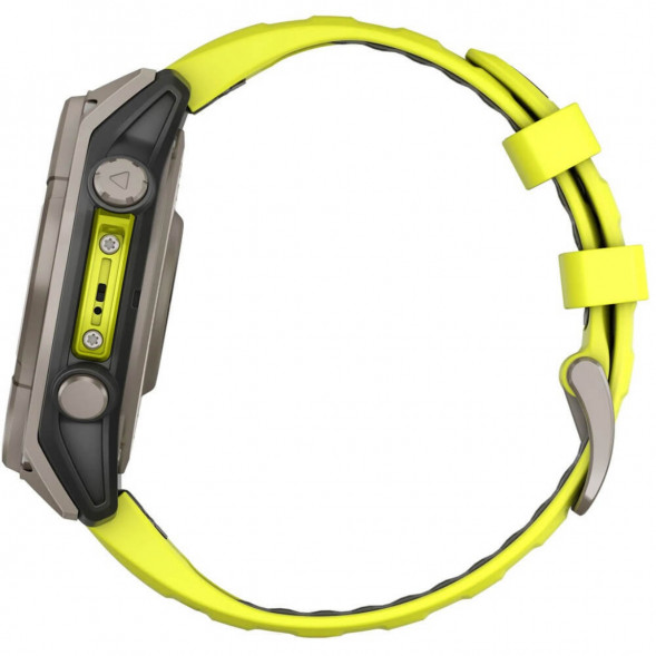 Умные часы Garmin Fenix 8, 51 мм, Solar, Sapphire Titanium with AMP Yellow/Graphite Silicone Band 010-02907-20 в Челябинске
