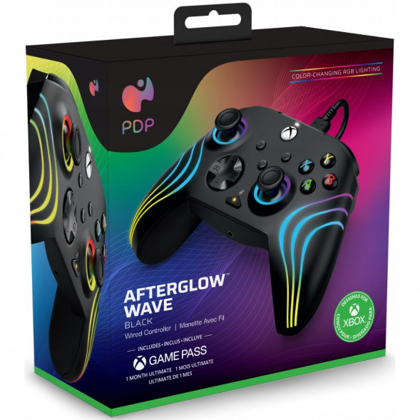 Геймпад проводной PDP для Xbox Afterglow Wave, Black в Челябинске