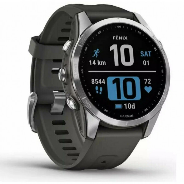 Умные часы Garmin Fenix 7s серебристый с графитовым силиконовым ремешком 010-02539-01 в Челябинске