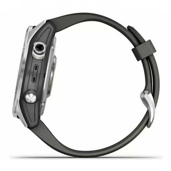 Умные часы Garmin Fenix 7s серебристый с графитовым силиконовым ремешком 010-02539-01 в Челябинске