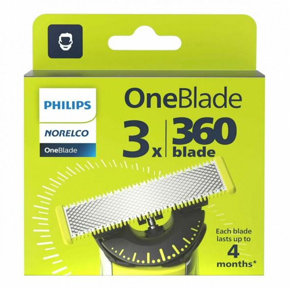Сменные лезвия Philips OneBlade 360 QP430/50, 3 штуки в Челябинске