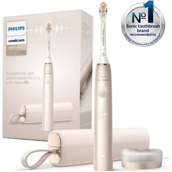Электрическая звуковая зубная щетка Philips Sonicare 9900 Prestige HX9992/11, Champagne Gold в Челябинске