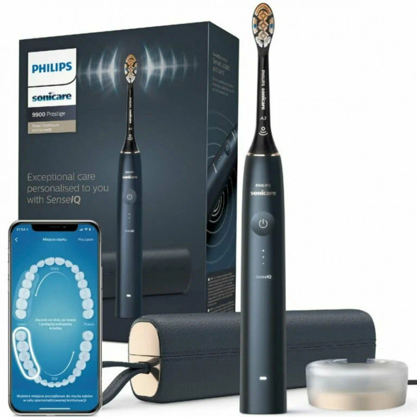 Электрическая звуковая зубная щетка Philips Sonicare 9900 Prestige HX9992/12, Dark Blue в Челябинске