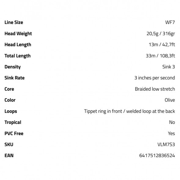 Рыболовная леска Vision Stillmaniac Fly Line, Sink 3 WF7S3 в Челябинске