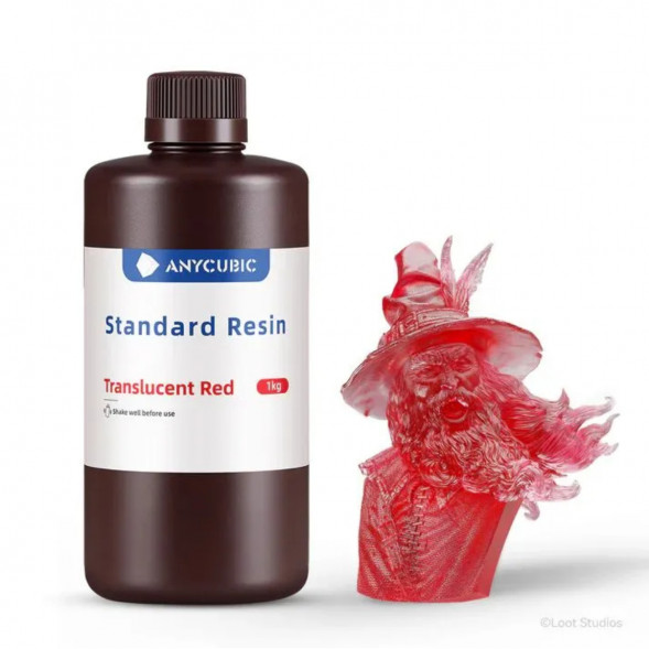 Фотополимерная смола Anycubic Standard Resin для 3D принтера Полупрозрачный красный (Tran-Red), 1 кг в Челябинске