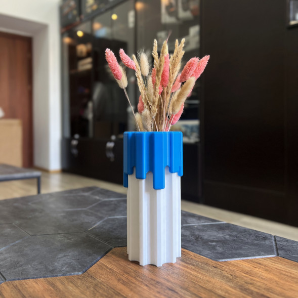 Ваза HatRom Drip, белый-синий в Челябинске